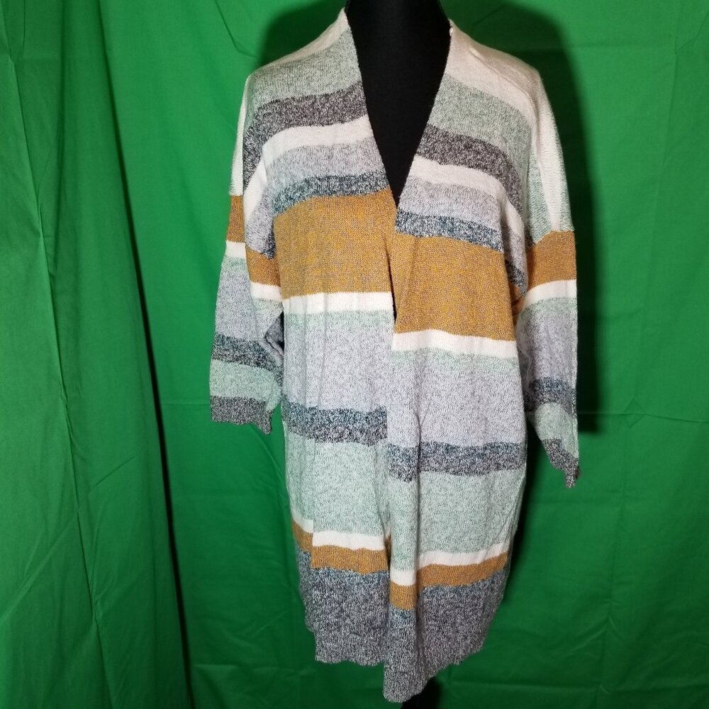 Lane Bryant Womens 18/20 Striped Cardigan Boho Retro Hippie Cottage Coastal City